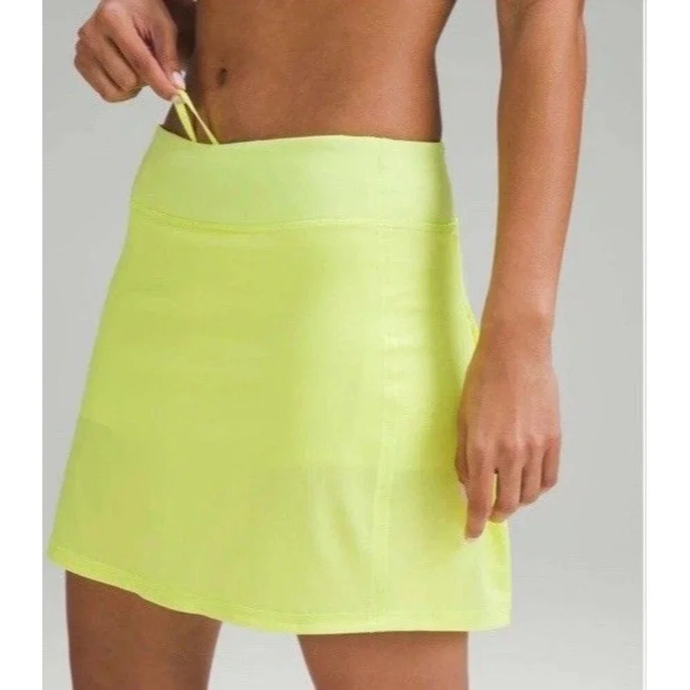 Lululemon Pace Rival Mid-Rise Skirt Extra Long Electric Lemon Women's Size 4 - Picture 5 of 10